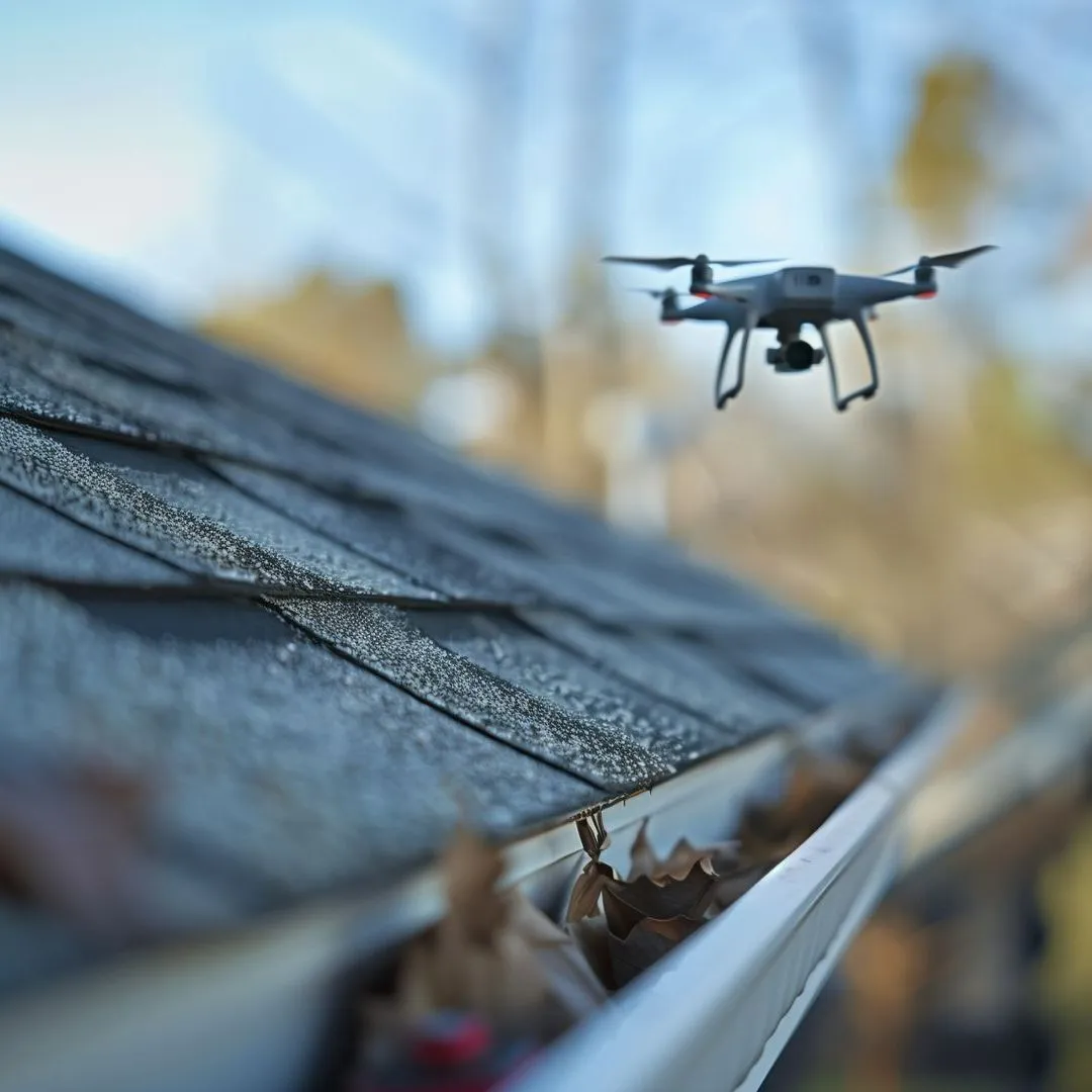 Drone au-dessus d'une toiture